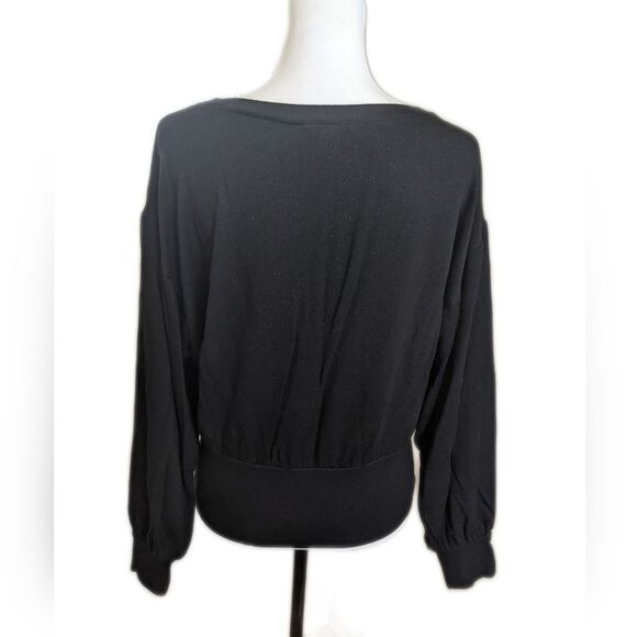 Express wide neck sweatshirt, wide sleeve, black with glitter sparkle, Small - Picture 4 of 9